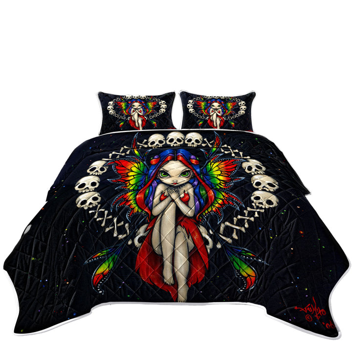 Cool Girls Painting Rainbow of Bones Fairy Quilt