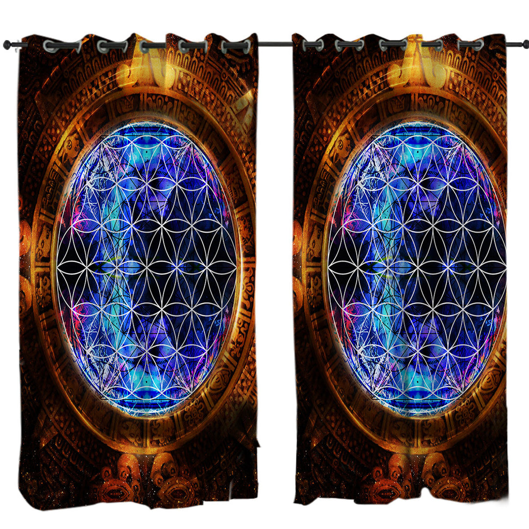 Cool Golden Blue Ancient Illusion Drapery