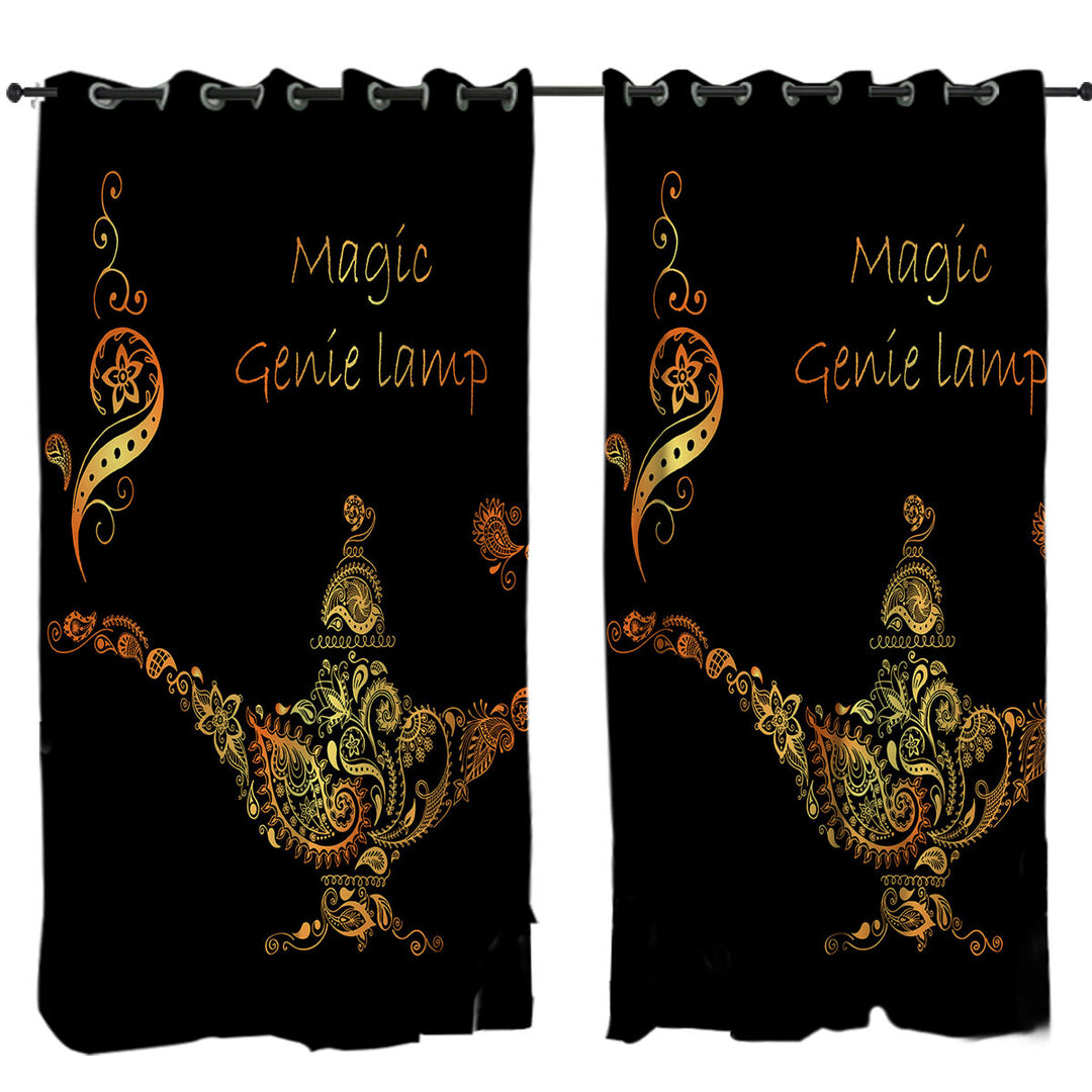 Cool Golden Magical Genie Lamp Curtain