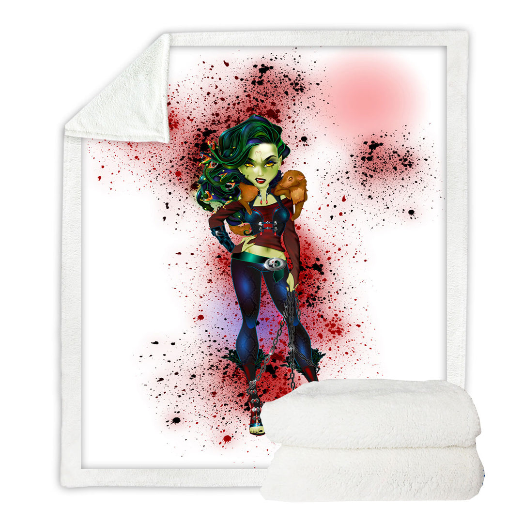 Cool Goth Tough Medusa Fleece Blankets