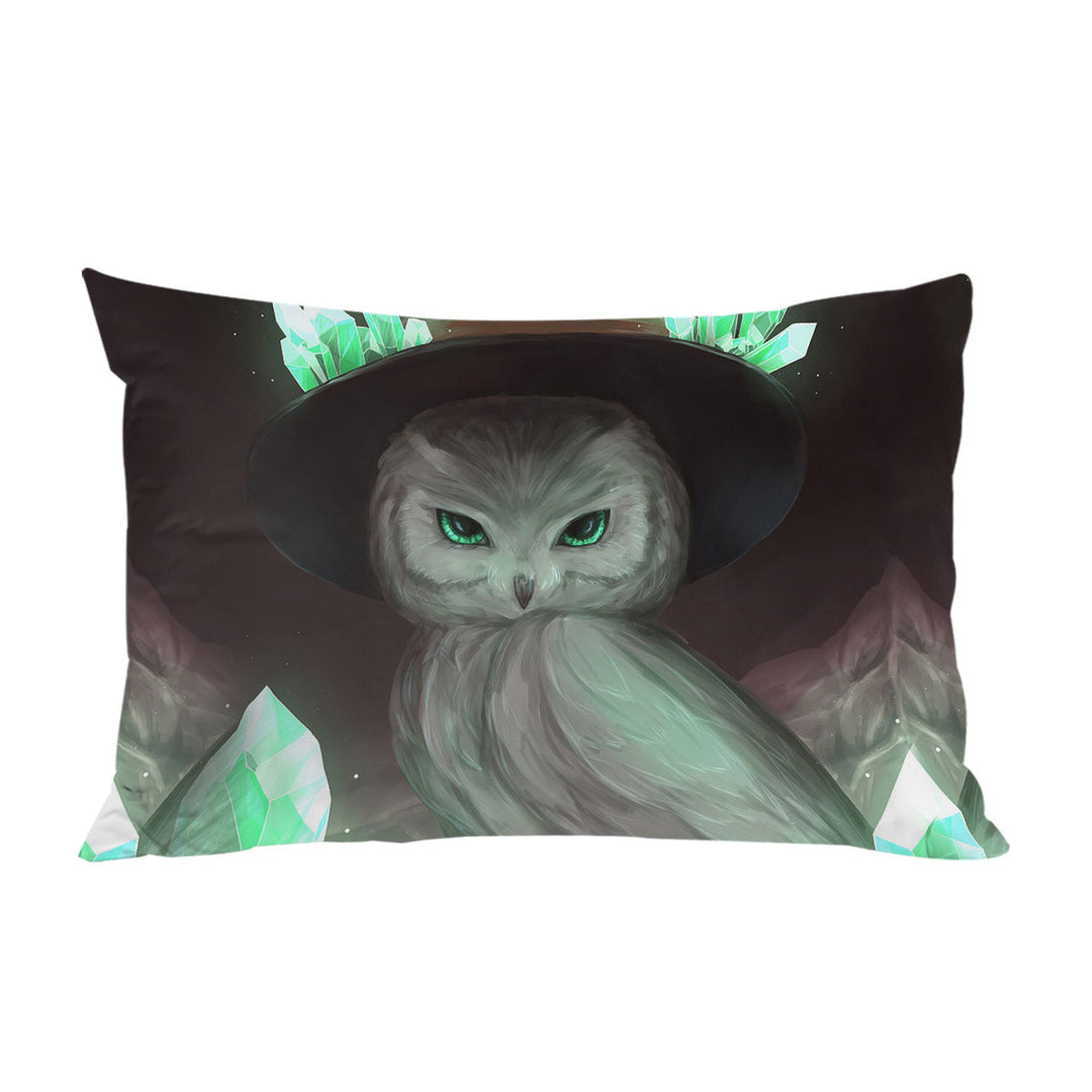 Cool Green Crystal Owl Witch Pillow Case Covers