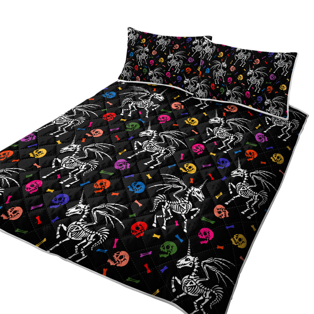 Cool Halloween Unicorn Skeletons and Skulls Quilts