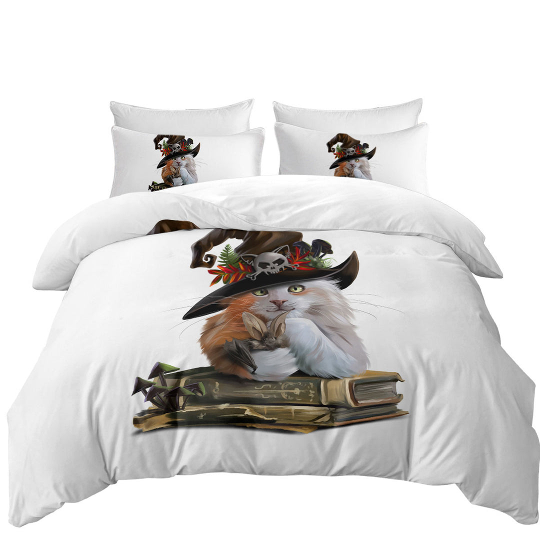 Cool Halloween Witch Cat Duvet Cover set
