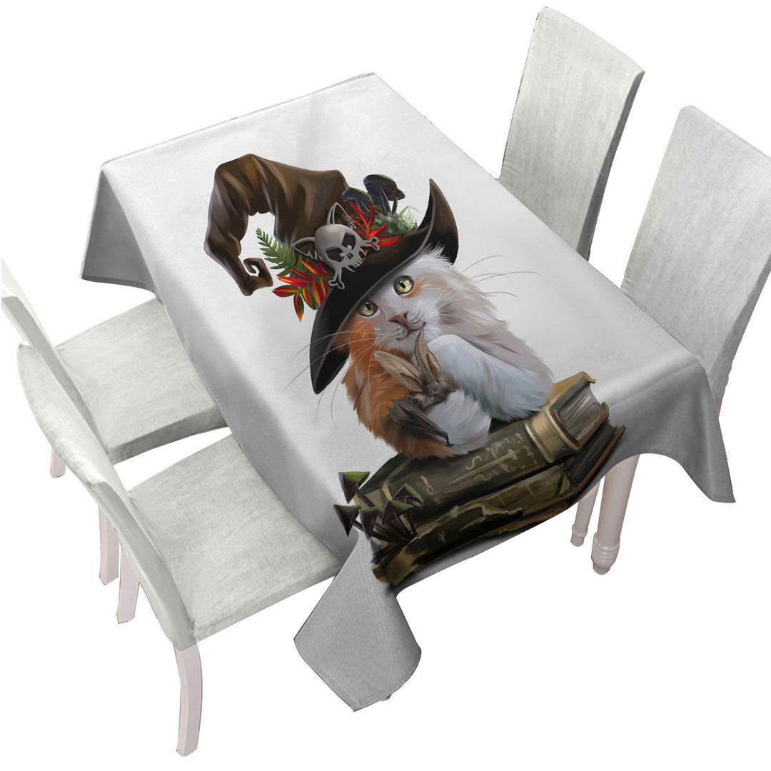Cool Halloween Witch Cat Tablecloth