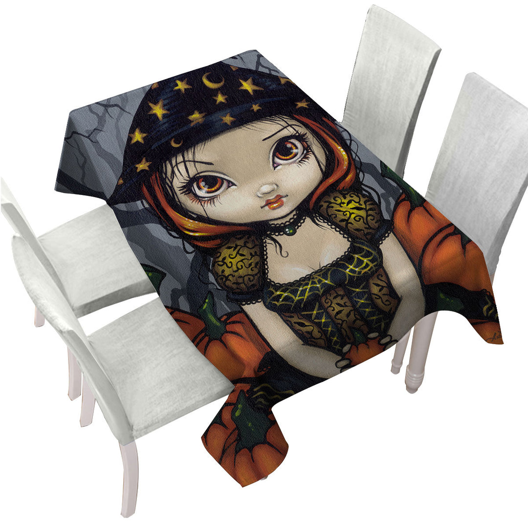 Cool Halloween Witch a Pumpkin Gift Tablecloths