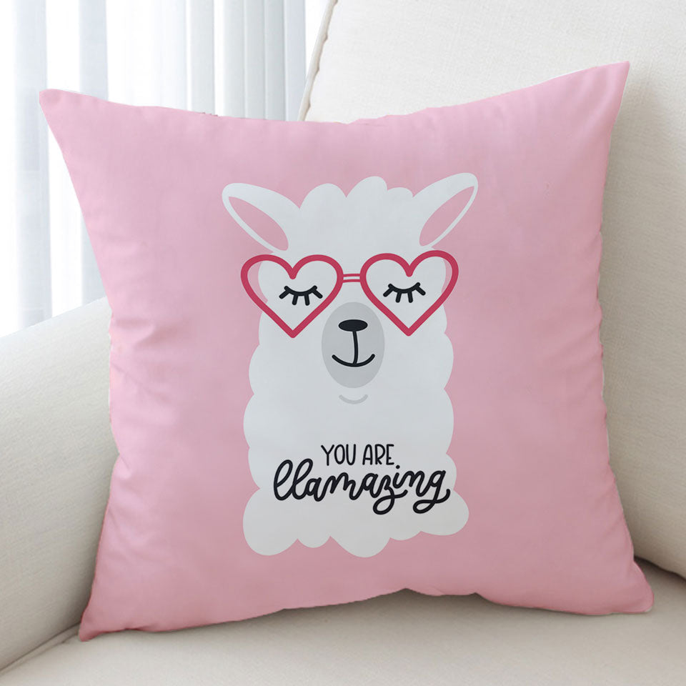 Cool Heart Glasses Llama Cushion