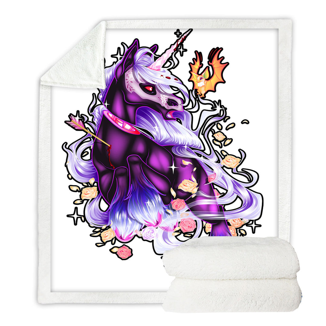 Cool Little Dragon and Purple Unicorn Sherpa Blanket