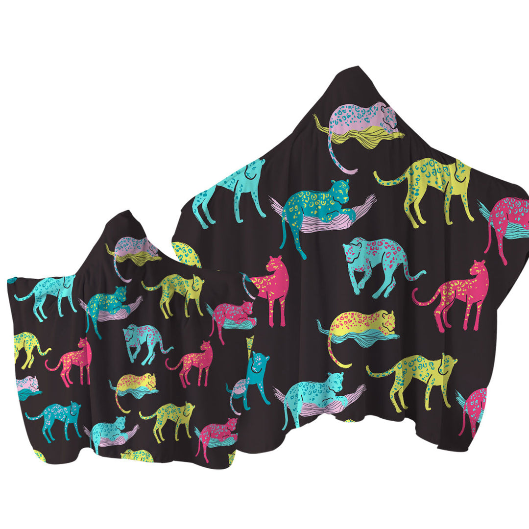 Cool Multi Colored Leopards Towel Hoodie