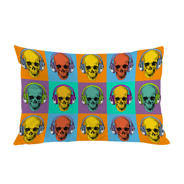 Cool Multi Colored Panel of Hipster Skulls Pillow Cases