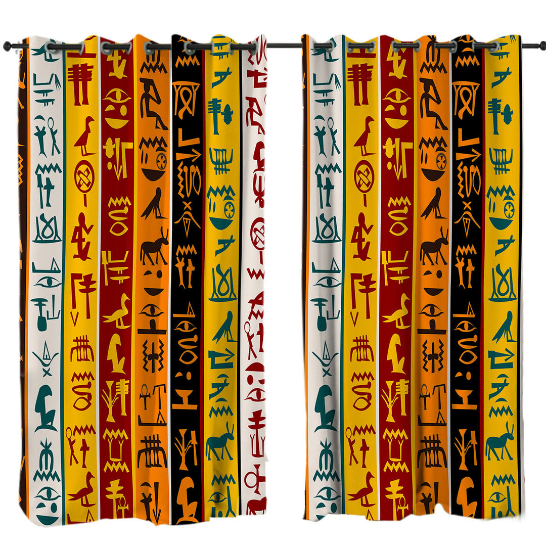 Cool Multi Colored Stripes Ancient Symbols Made to Measure Curtains