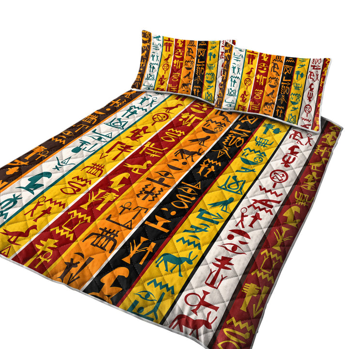 Cool Multi Colored Stripes Ancient Symbols Quilts
