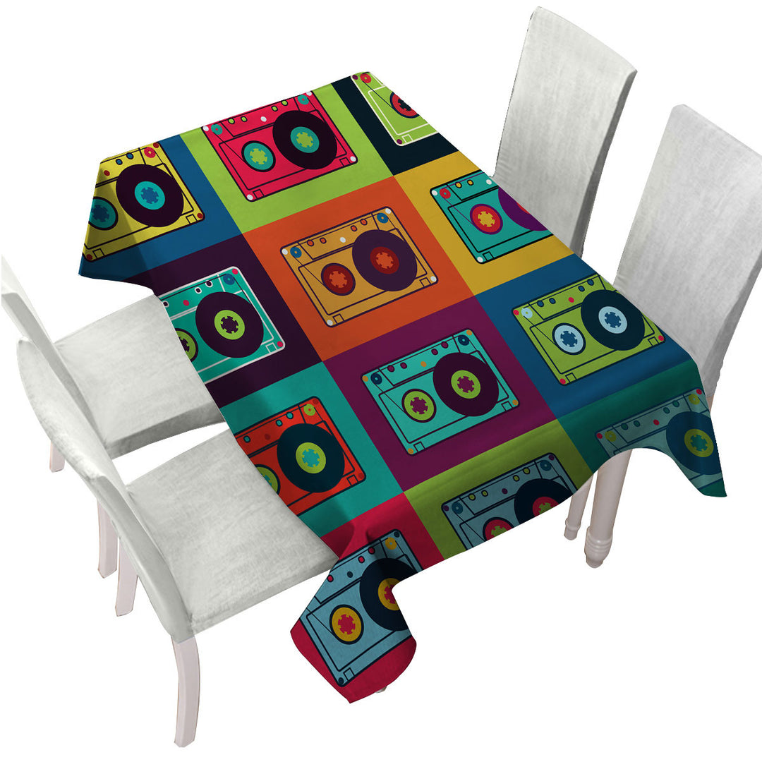 Cool Multi Colored Vintage Cassette Tablecloth