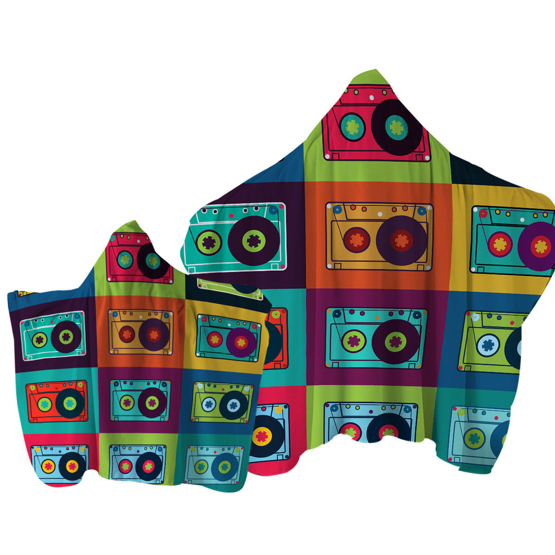 Cool Multi Colored Vintage Cassette Towel Hoodie