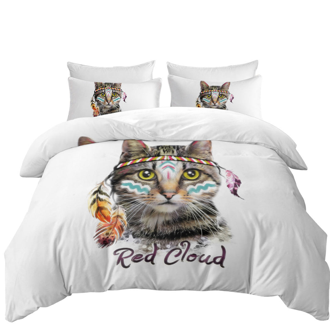 Cool Native American Cat Comforter Cover