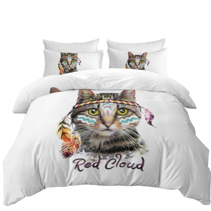 Cool Native American Cat Comforter Cover