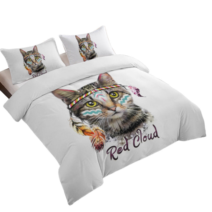 Cool Native American Cat Duvet Cover