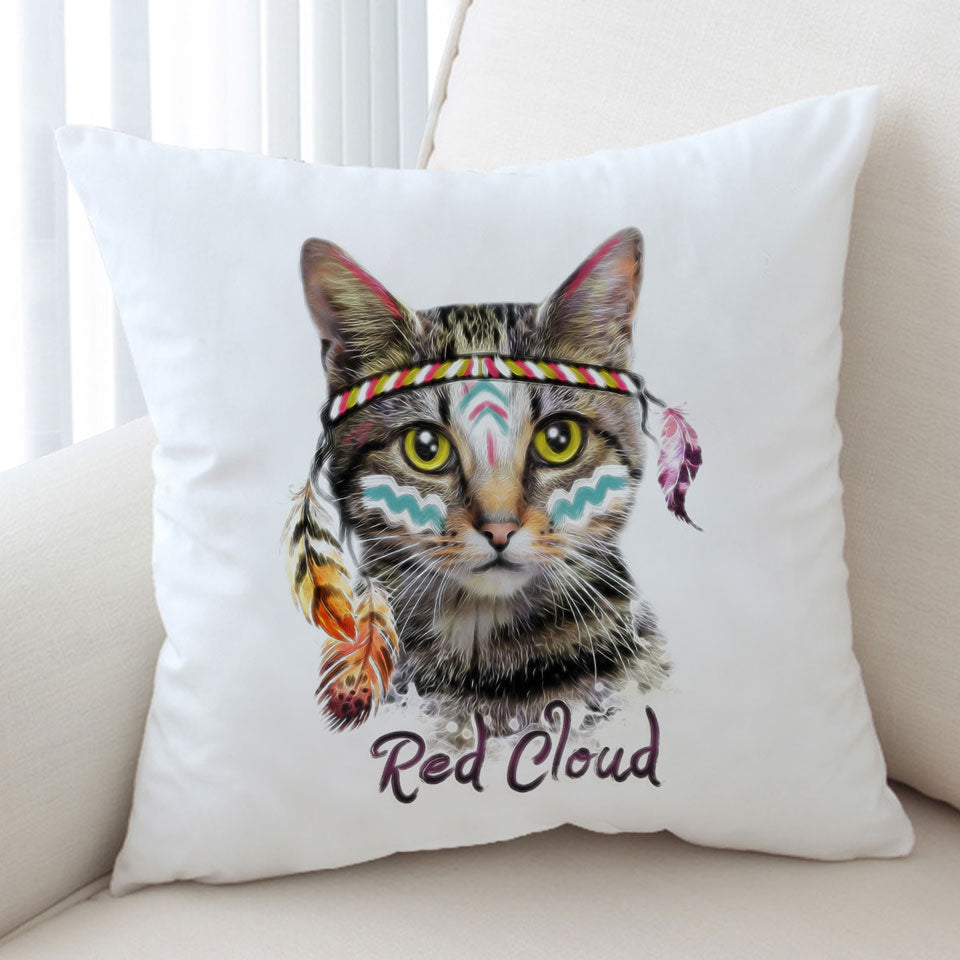 Cool Native American Cat Kids Cushion