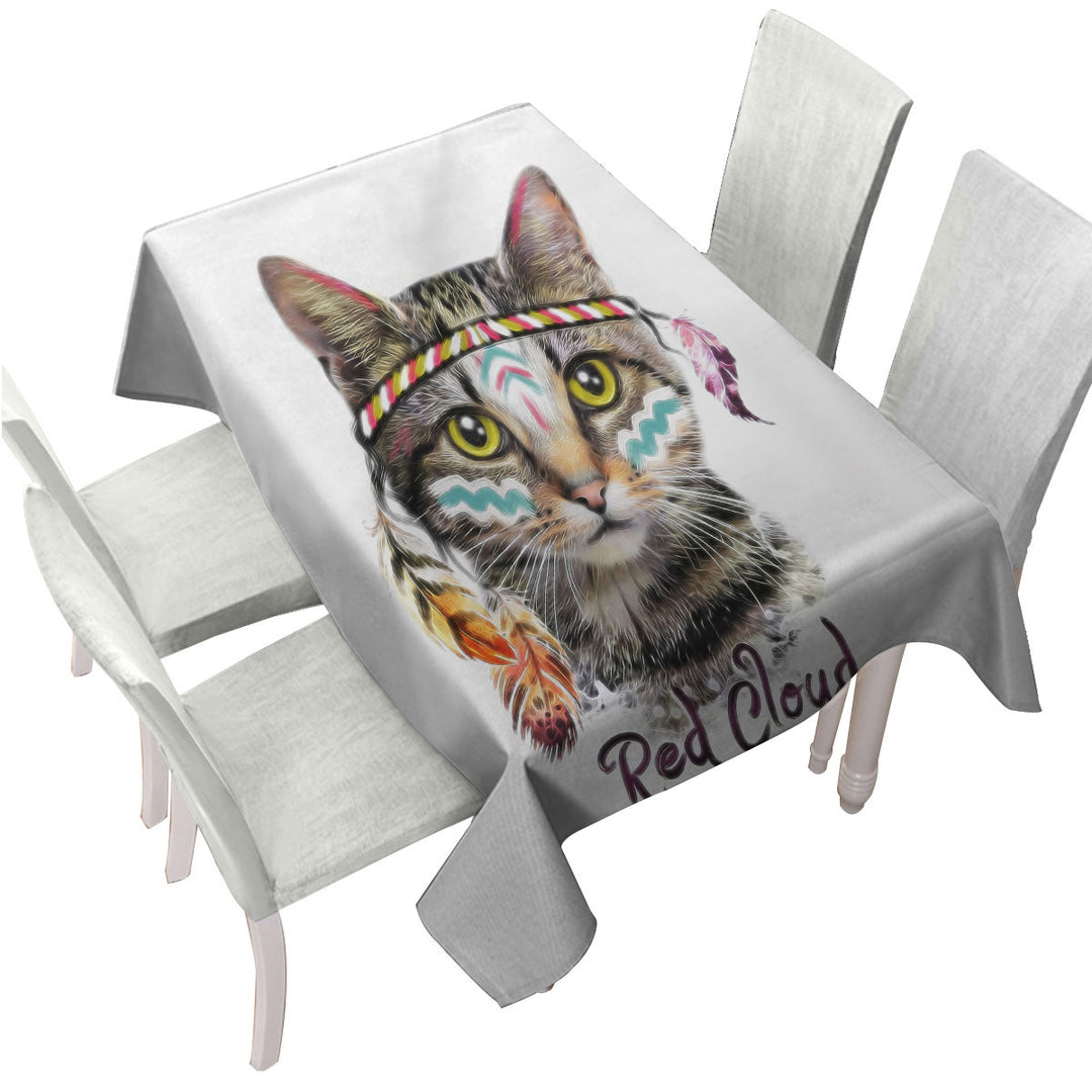 Cool Native American Cat Tablecloth