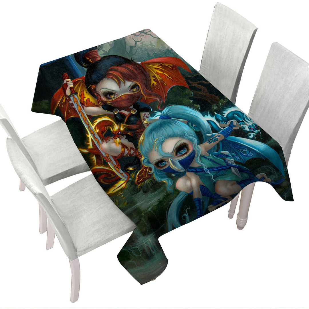 Cool Ninja Dragonlings Fire and Water Ninjas Tablecloths
