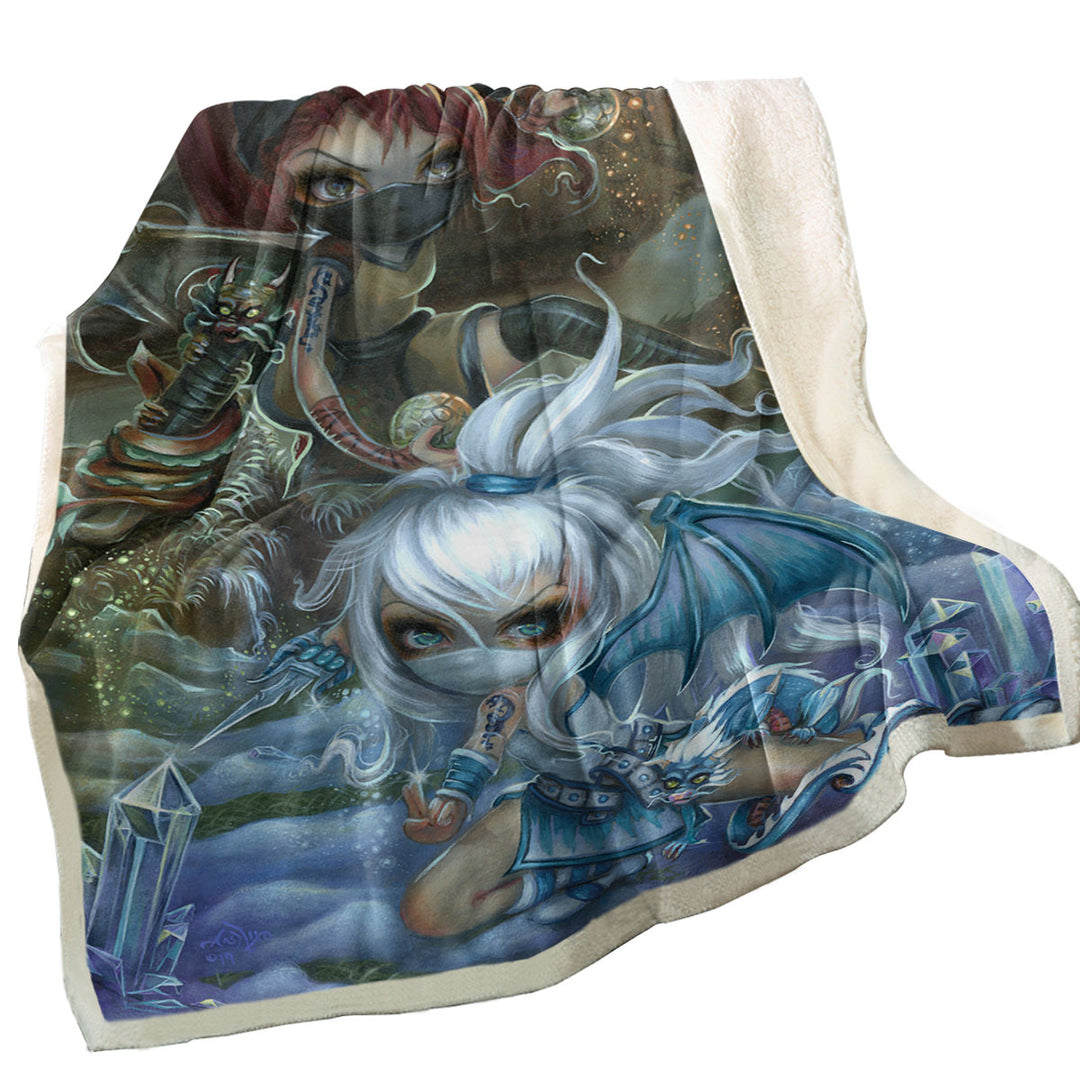 Cool Ninja Sherpa Blanket Dragonlings Stone and Ice Ninjas