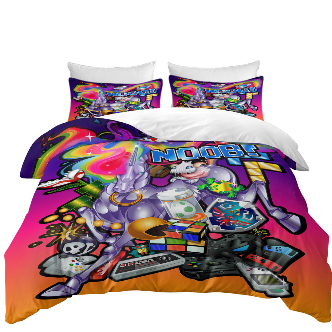 Cool Noob Gamer Rudicorn Duvet Cover