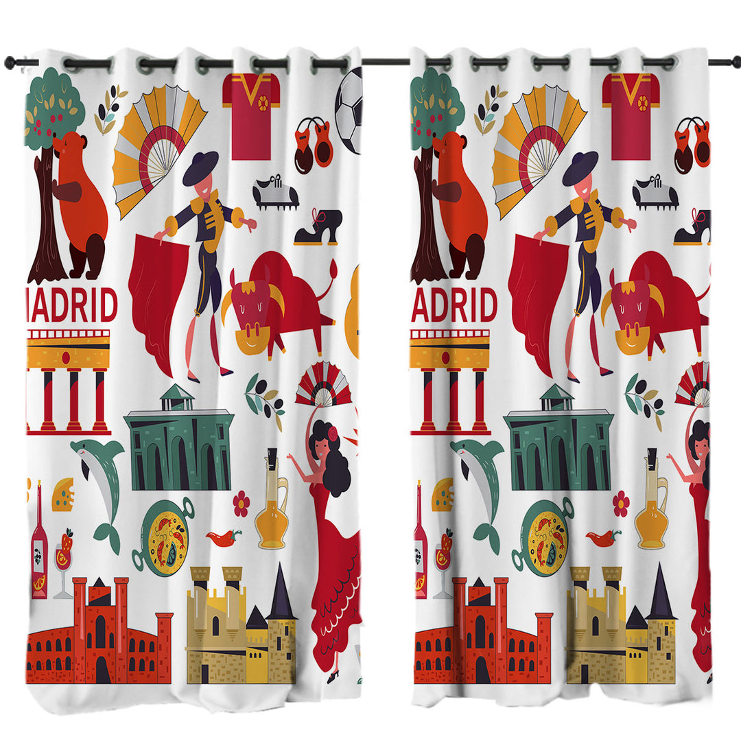 Cool Pattern Madrid Spain Attractions Drapery
