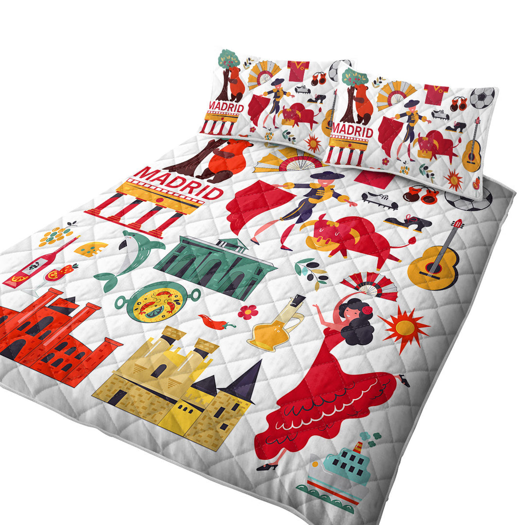 Cool Pattern Madrid Spain Attractions Summer Quilt