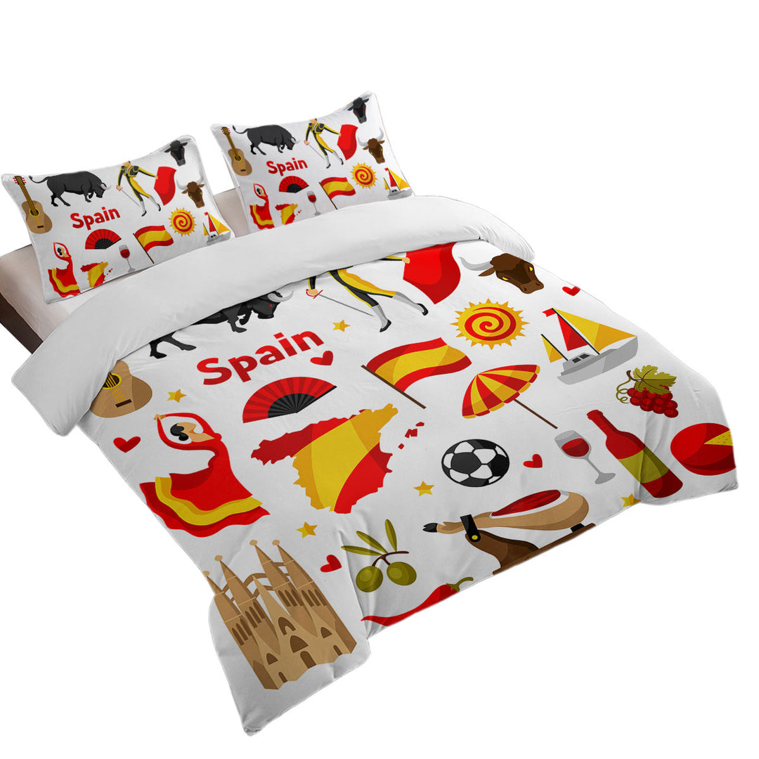 Cool Pattern Spain Attractions Coverlet