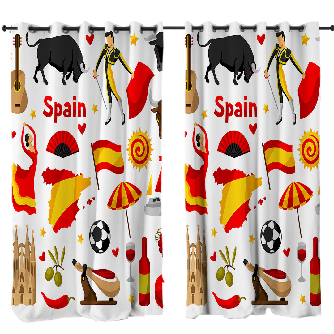 Cool Pattern Spain Attractions Curtain