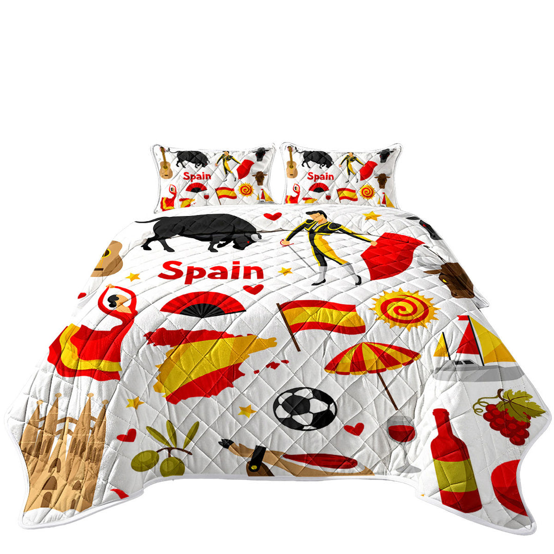 Cool Pattern Spain Attractions Quilts for Beds