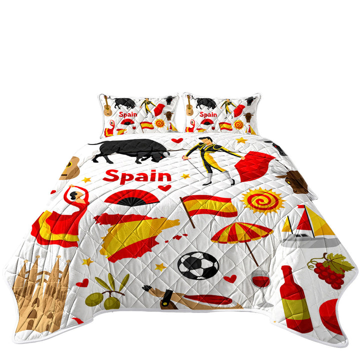 Cool Pattern Spain Attractions Quilts for Beds