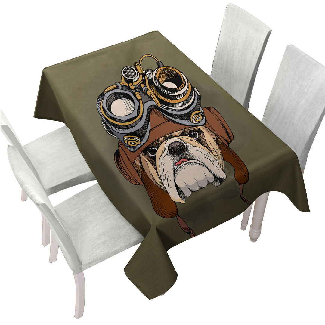 Cool Pilot Bulldog Tablecloths