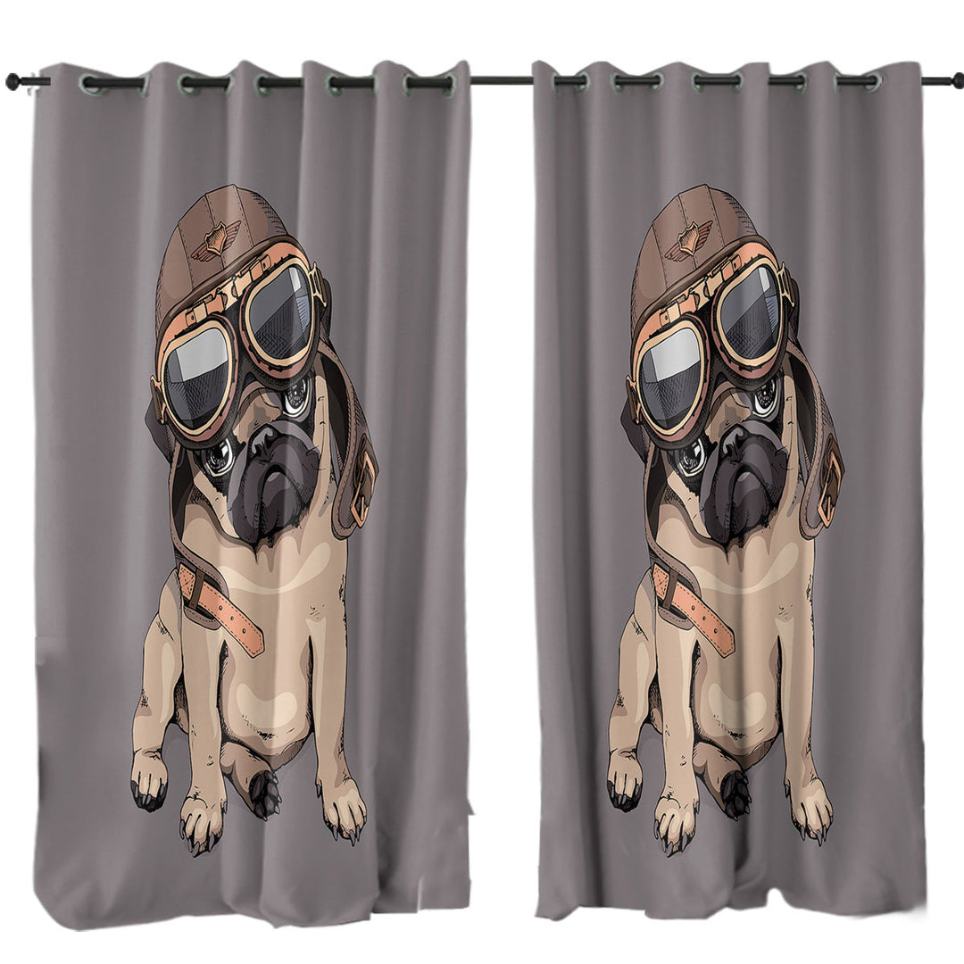Cool Pilot Pug Drapes for Living Room