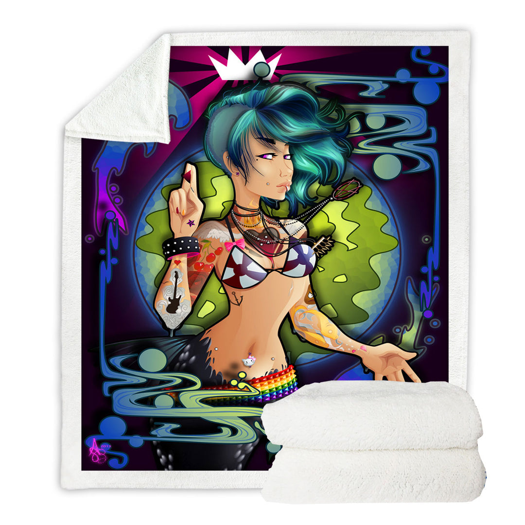 Cool Punk Beautiful Girl Fleece Printed Blanket