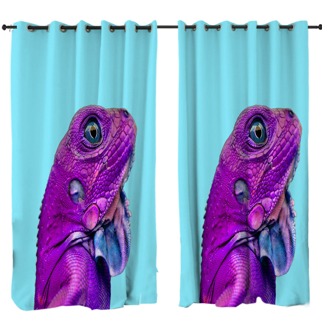 Cool Purple Dragon Lizard Curtains for Bedroom