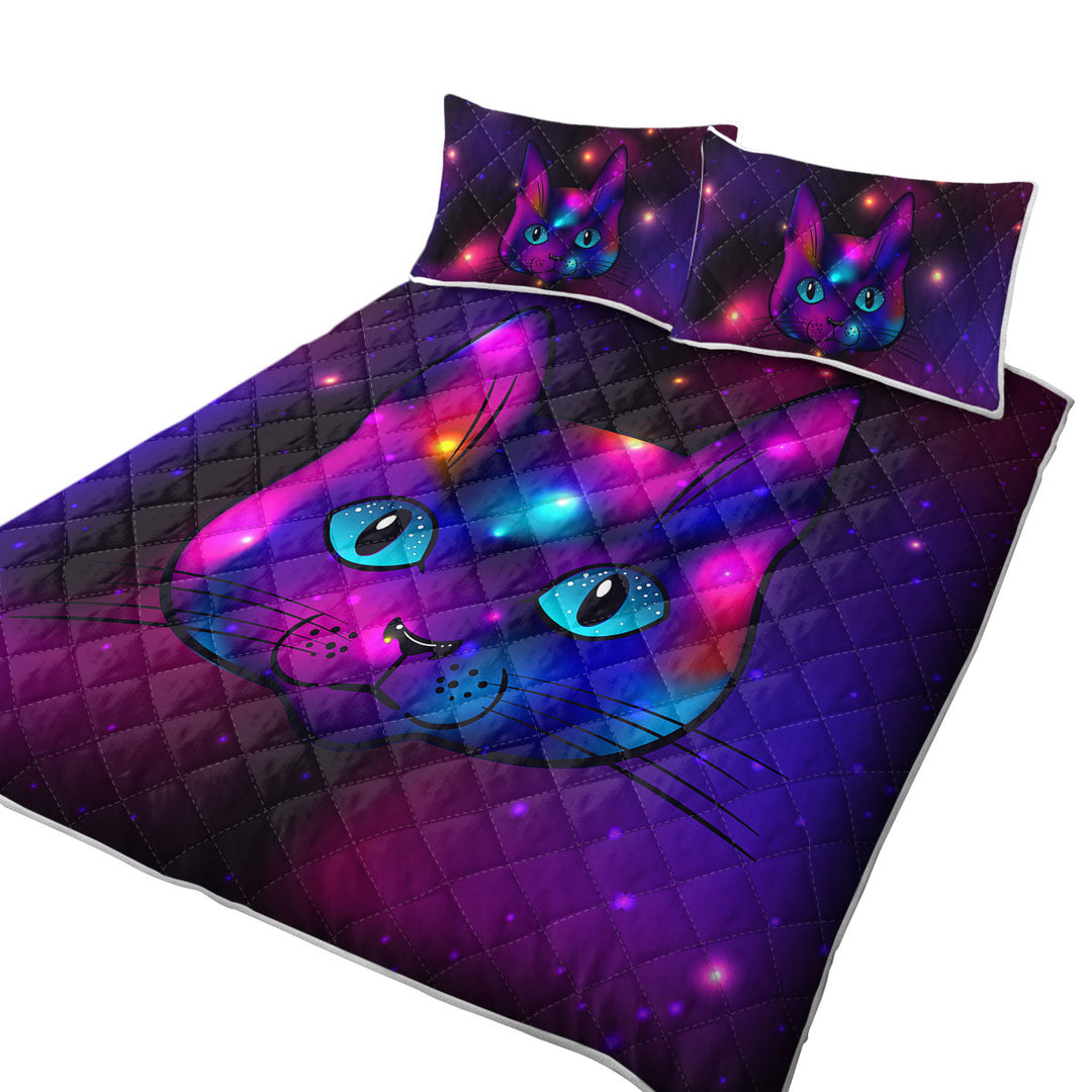 Cool Purple Space Cat Coverlets
