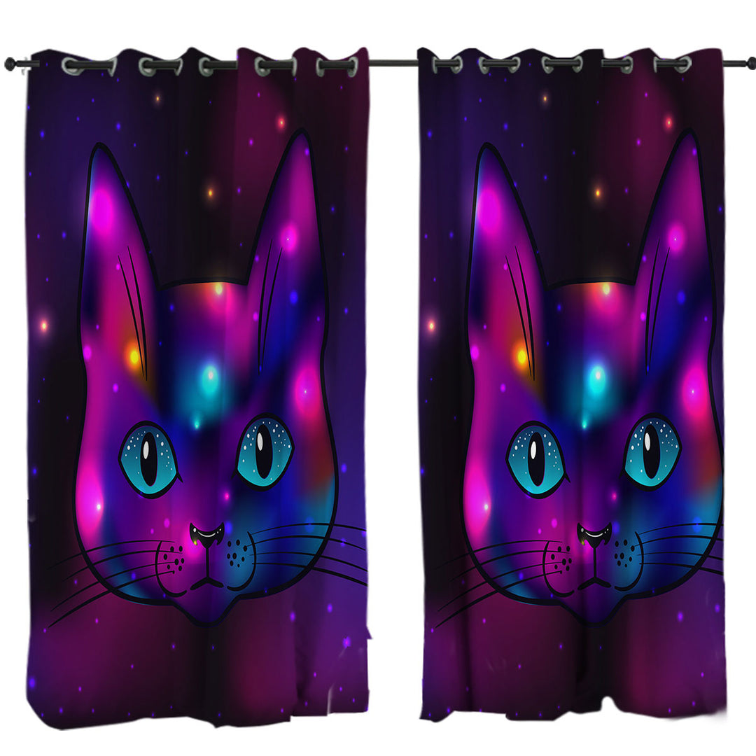 Cool Purple Space Cat Curtains