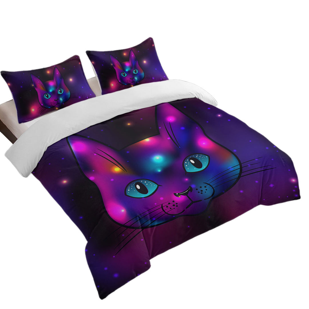 Cool Purple Space Cat Oversized King Duvet Cover