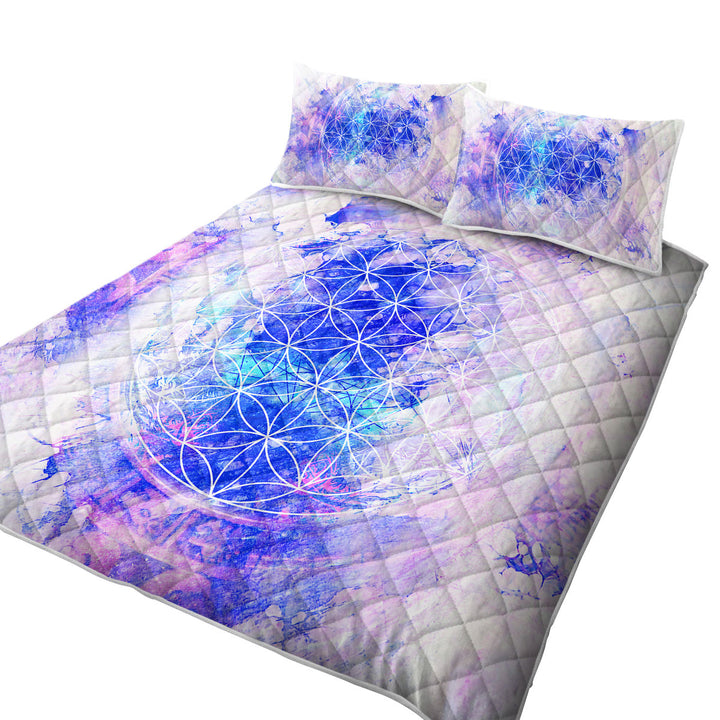 Cool Purplish Blue Fading Illusion Twin Quilt