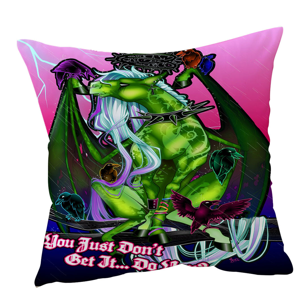 Cool Quote Cushions Fantasy Art Green Dragon and Crows