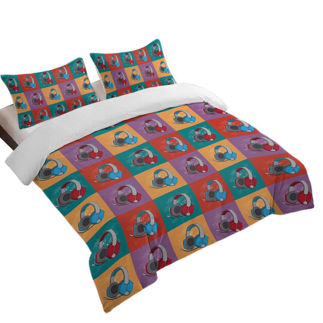 Cool Red and Blue Gamers Headphone Sets Coverlet