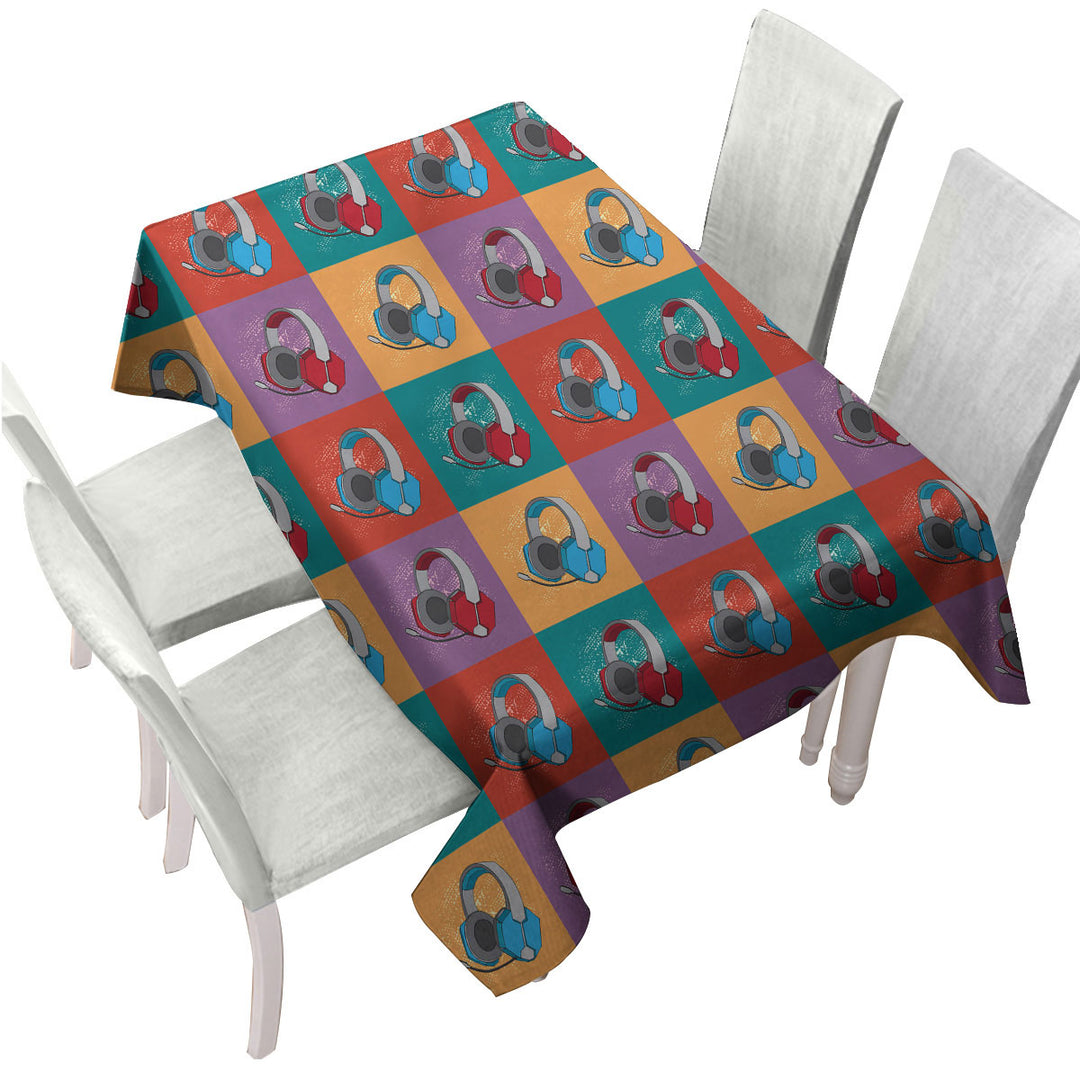 Cool Red and Blue Gamers Headphone Sets Custom tablecloths