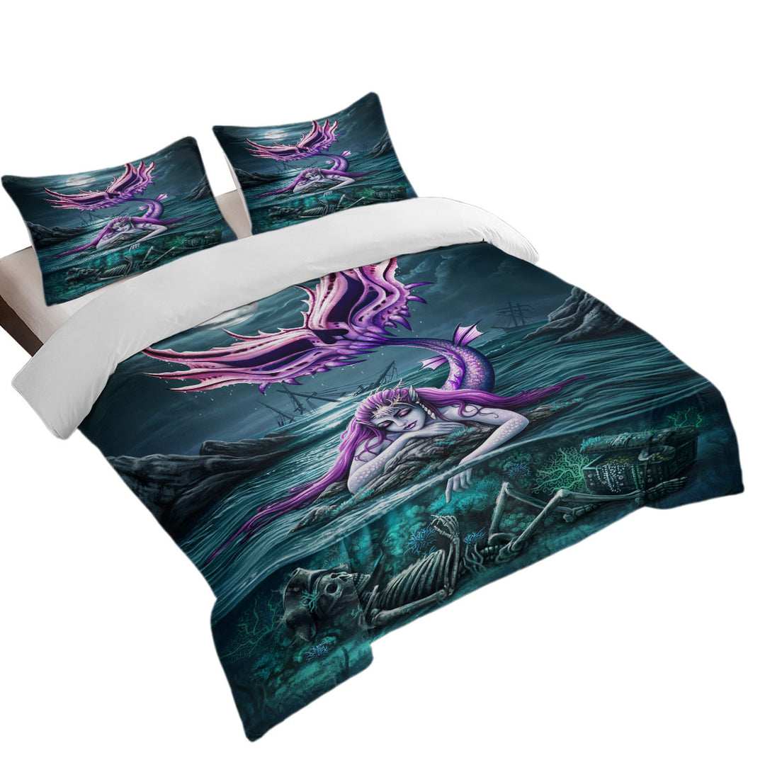 Cool Scary Ocean Art Skeleton and Mermaid Duvet Covers King