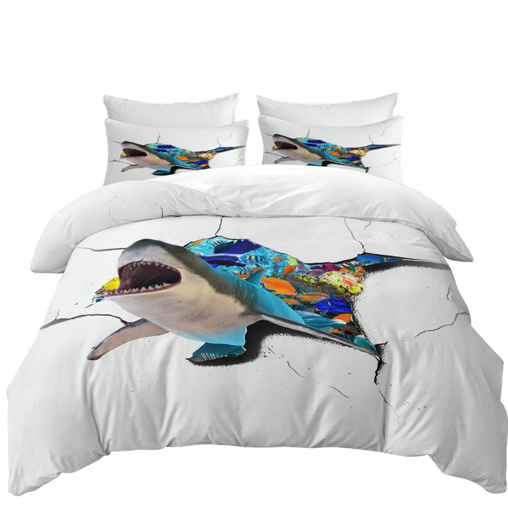 Cool Shark Cracked Wall Duvet Covers