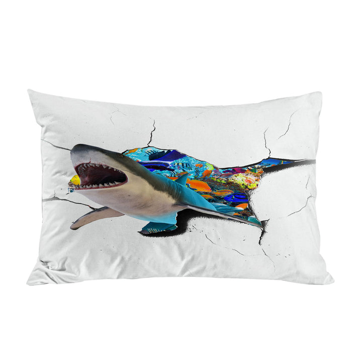 Cool Shark Cracked Wall Pillow Cases
