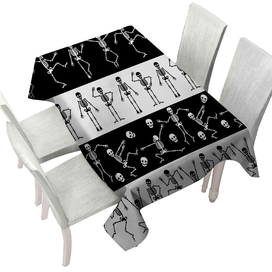 Cool Skeletons in Black White Stripes Custom table cloth