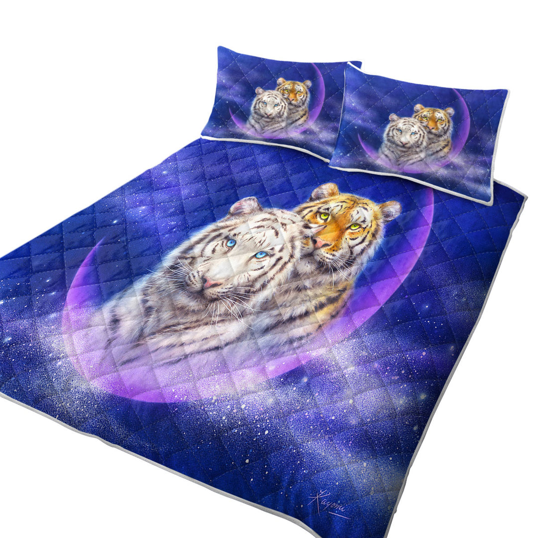 Cool Space Milky Way Orange and White Tigers Coverlets