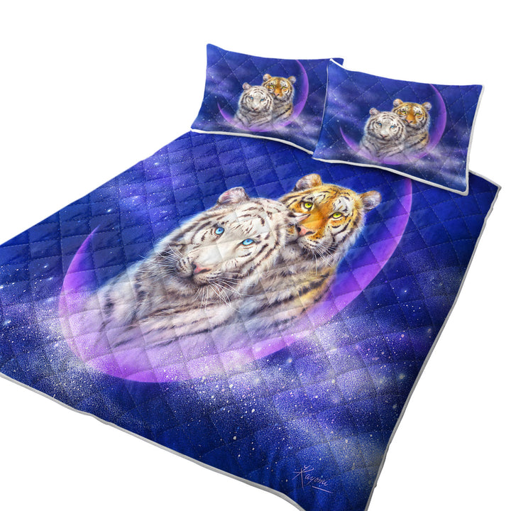 Cool Space Milky Way Orange and White Tigers Coverlets