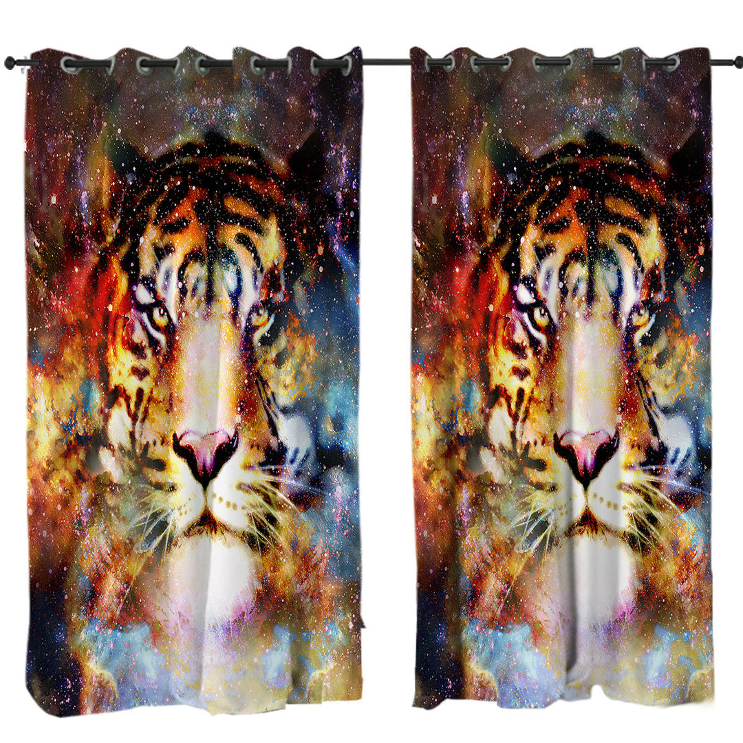 Cool Space Tiger Curtains for Living Room