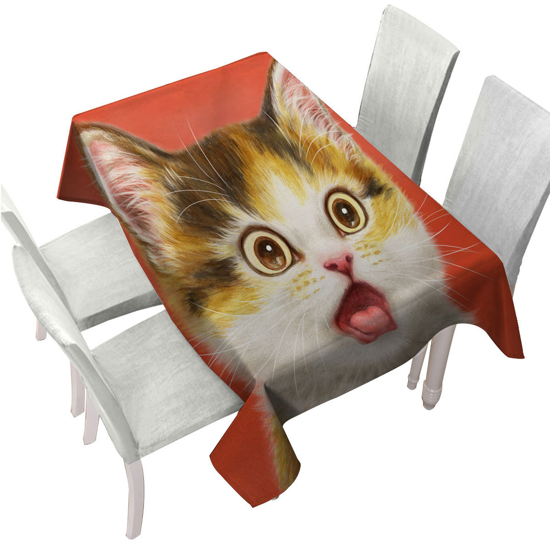 Cool Surprised Cute Kitten Cat Custom tablecloths